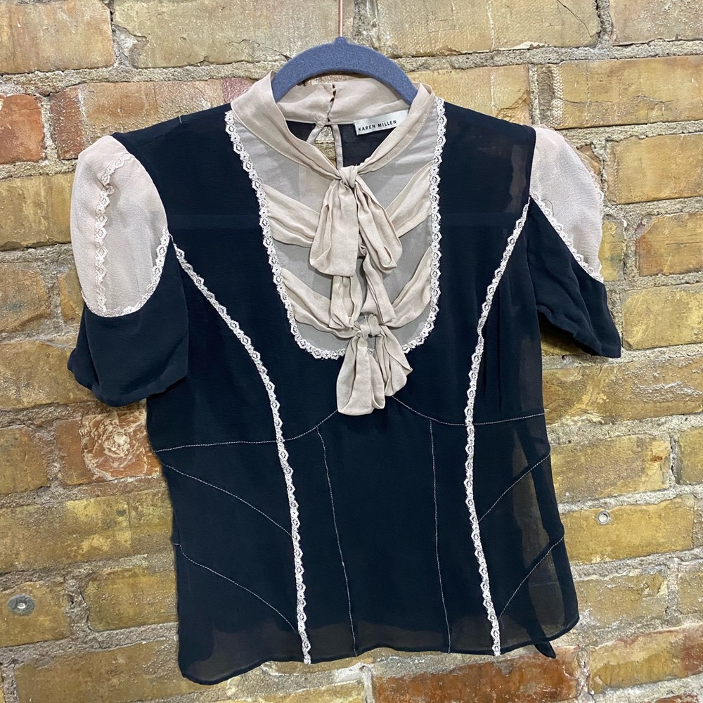 Karen Millen Silk Sheer Corset Top